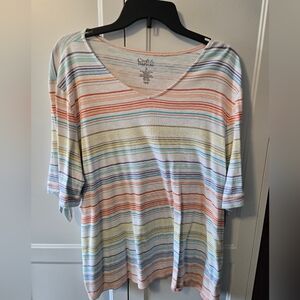 croft & barrow Women's Colorful Striped Tee Sz 2X